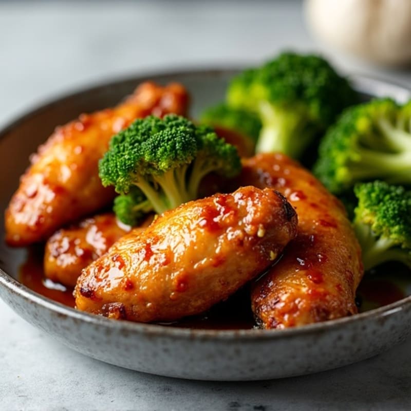 Crispy Baked Honey Garlic Chicken Wings with Roasted Broccoli
