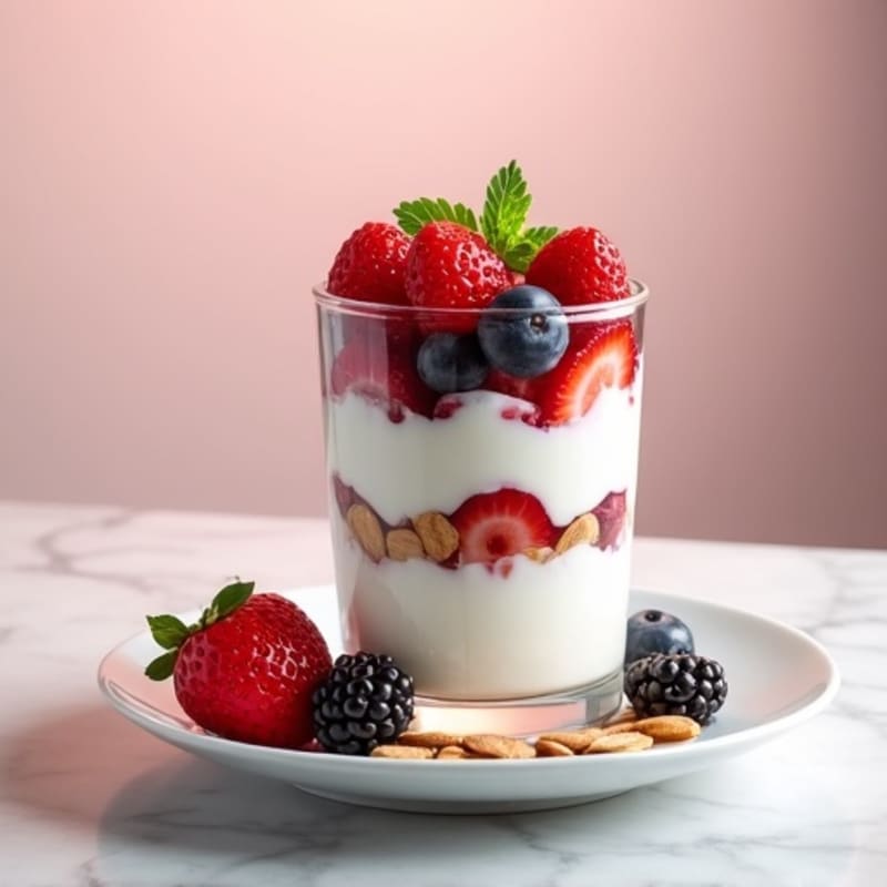 Greek Yogurt Protein Parfait with Berries and Almonds