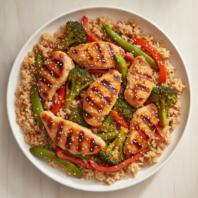 Pan-Seared Asian Chicken with Stir-fried Vegetables