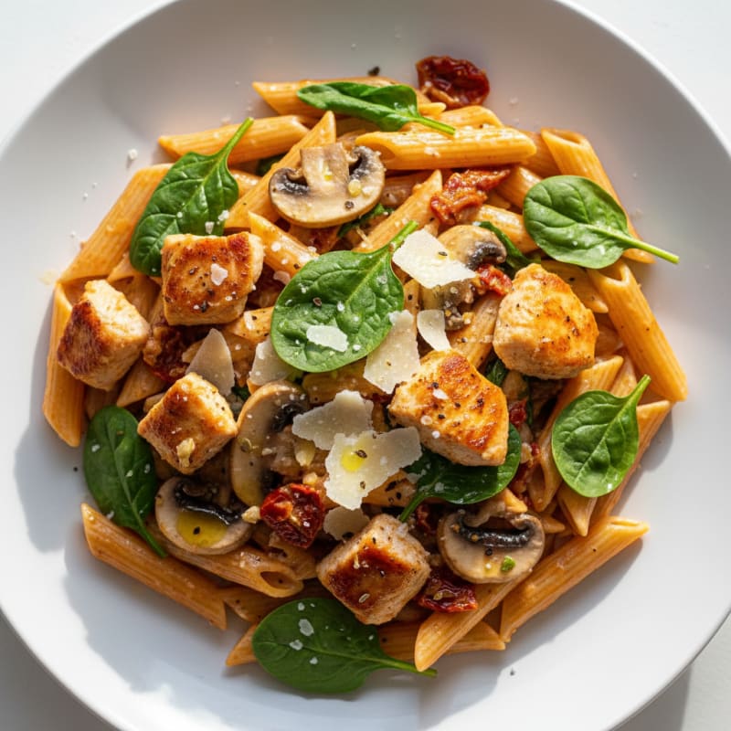 Creamy Tuscan Chicken and Mushroom Pasta