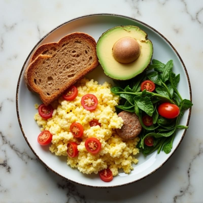 Egg White Scramble with Turkey Sausage and Spinach