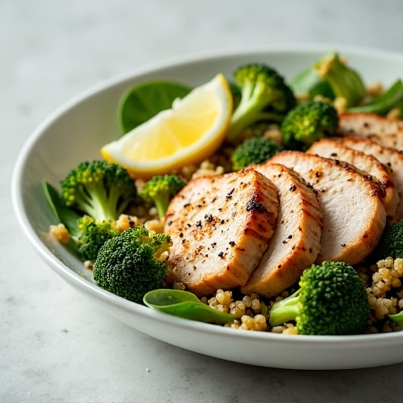 Grilled Turkey Breast Salad with Quinoa and Roasted Broccoli