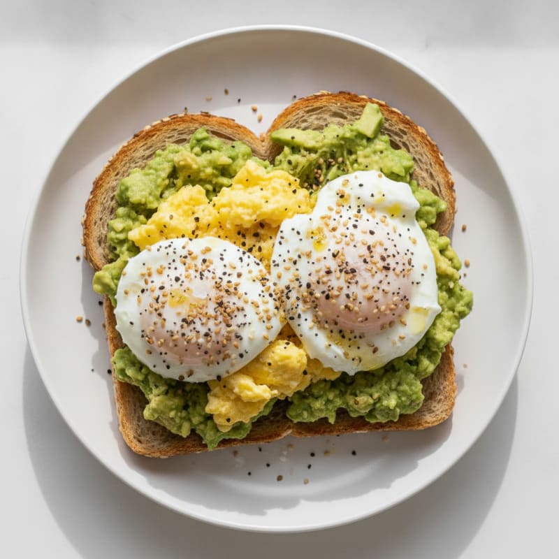 Eggs with Smashed Avocado and Everything Bagel Seasoning