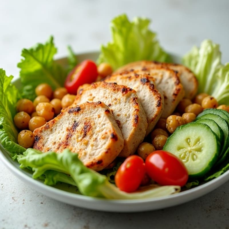 Grilled Turkey Breast Salad with Crisp Romaine and Chickpeas