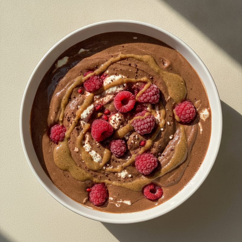 Chocolate Protein Shake with Cottage Cheese and Berries