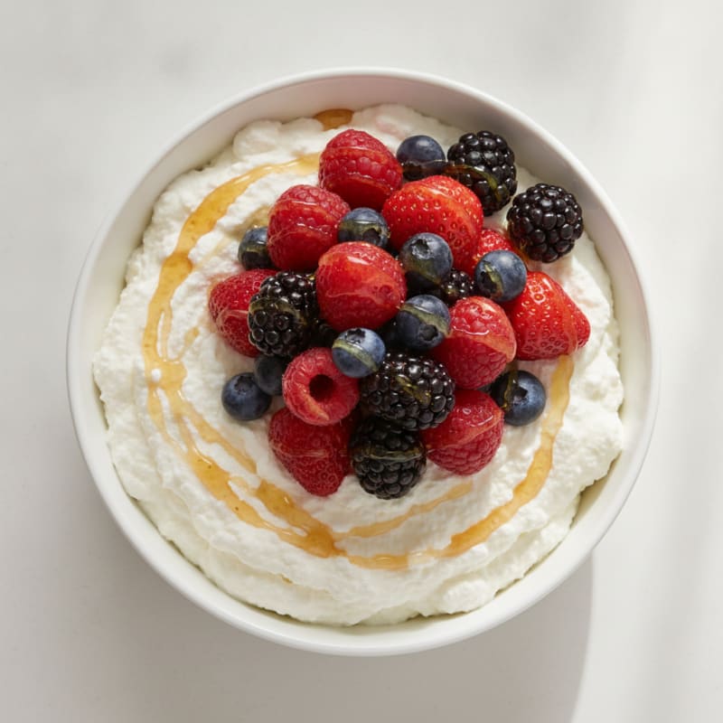 Greek Yogurt Protein Mousse with Mixed Berries