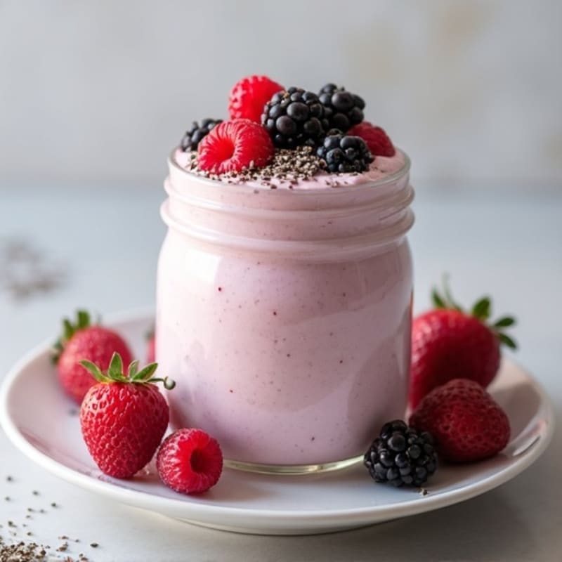 Greek Yogurt Protein Mousse with Mixed Berries