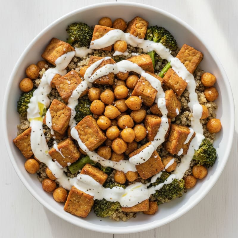 Roasted Vegetable and Chickpea Grain Bowl