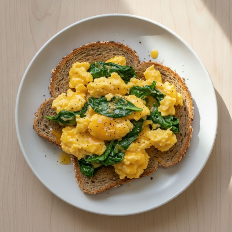 Cheesy Scrambled Eggs with Protein Toast