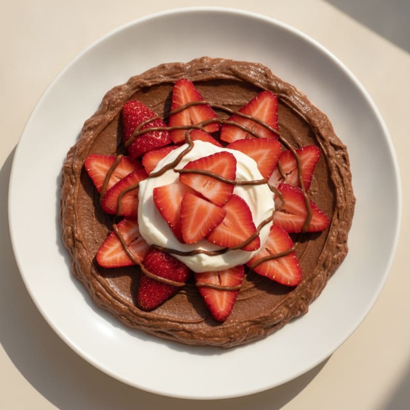 Silky Chocolate Protein Pudding with Sliced Strawberries