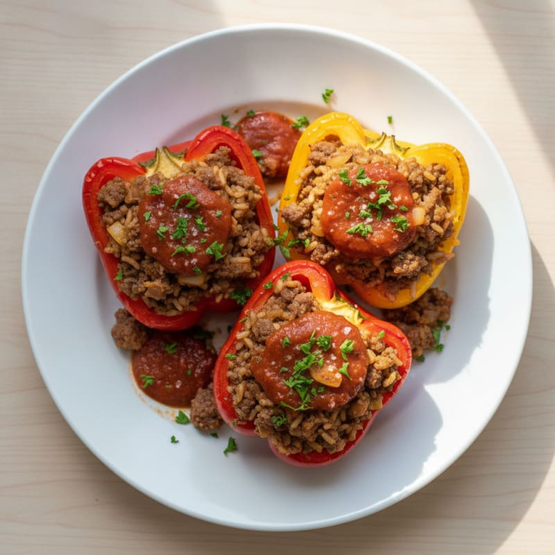 Beef and Rice Stuffed Bell Peppers