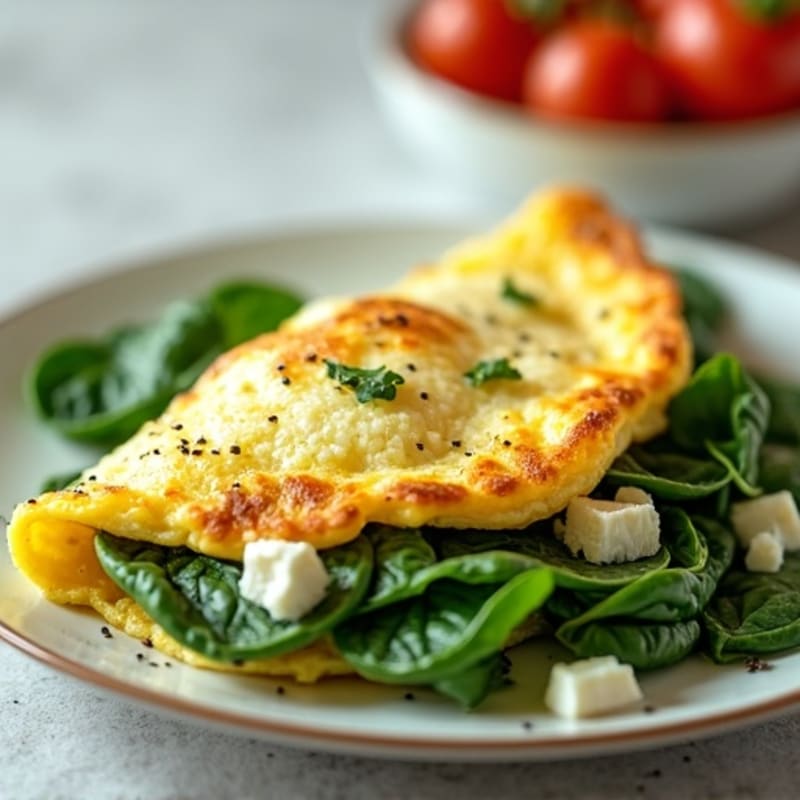 Fluffy Egg White Spinach Feta Omelet