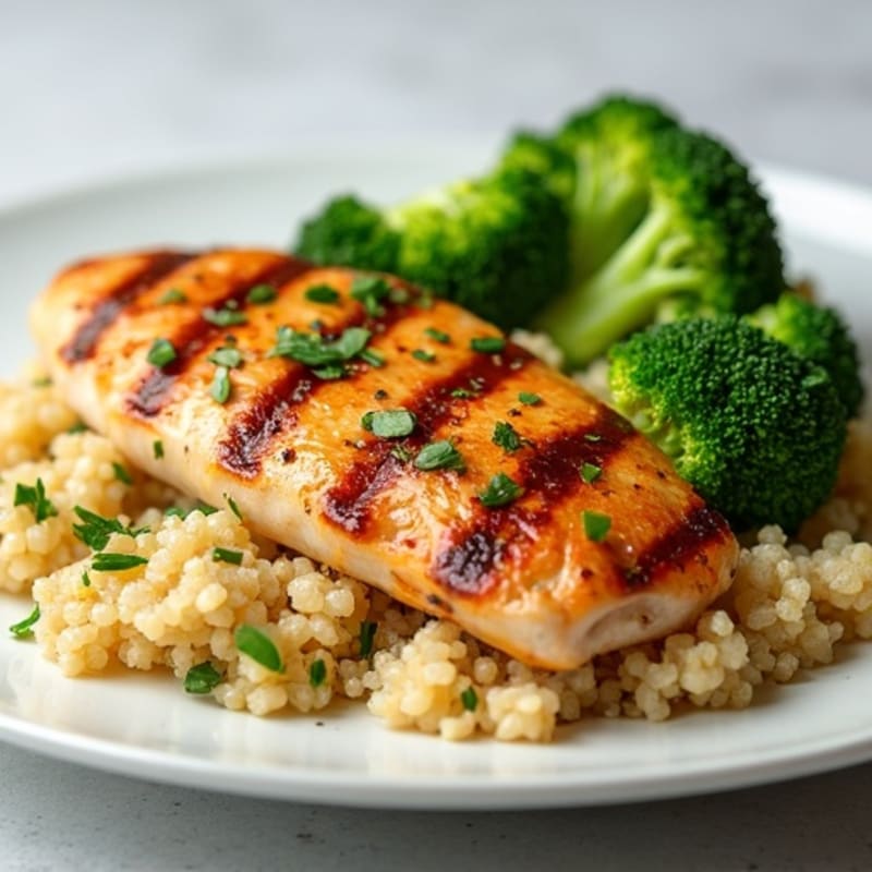 Grilled Chicken Breast with Quinoa and Steamed Broccoli