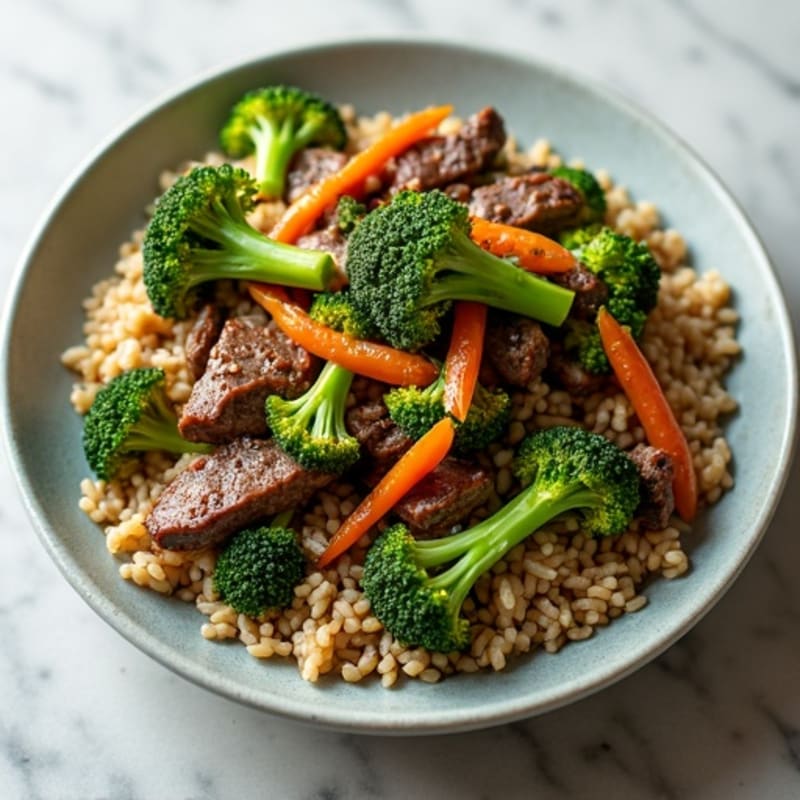 Savory Lean Beef and Crispy Broccoli Stir-Fry with Brown Rice