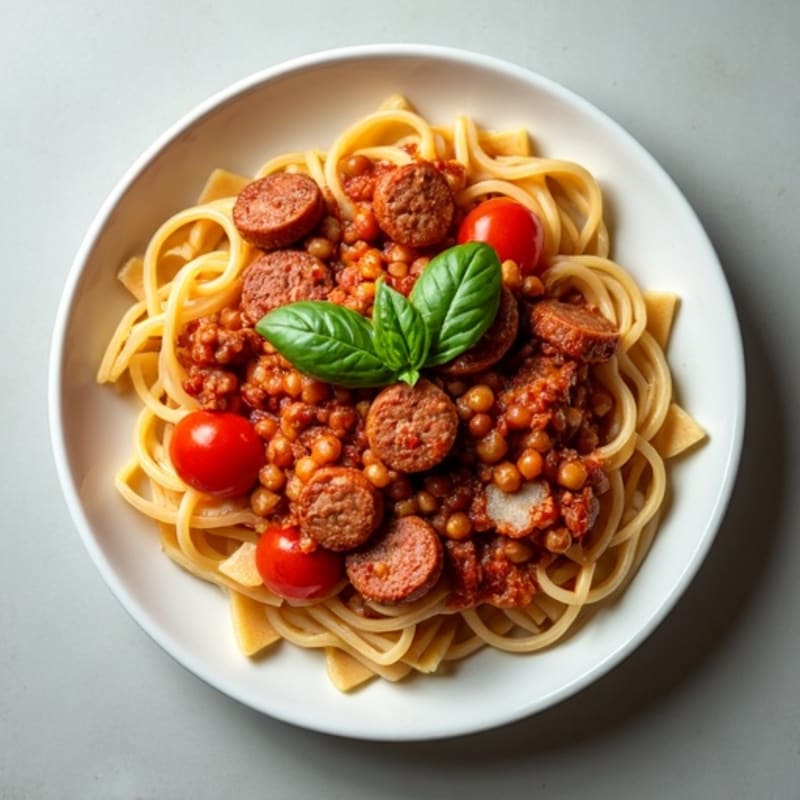 Hearty Lean Sausage Ragu with Whole Wheat Pasta