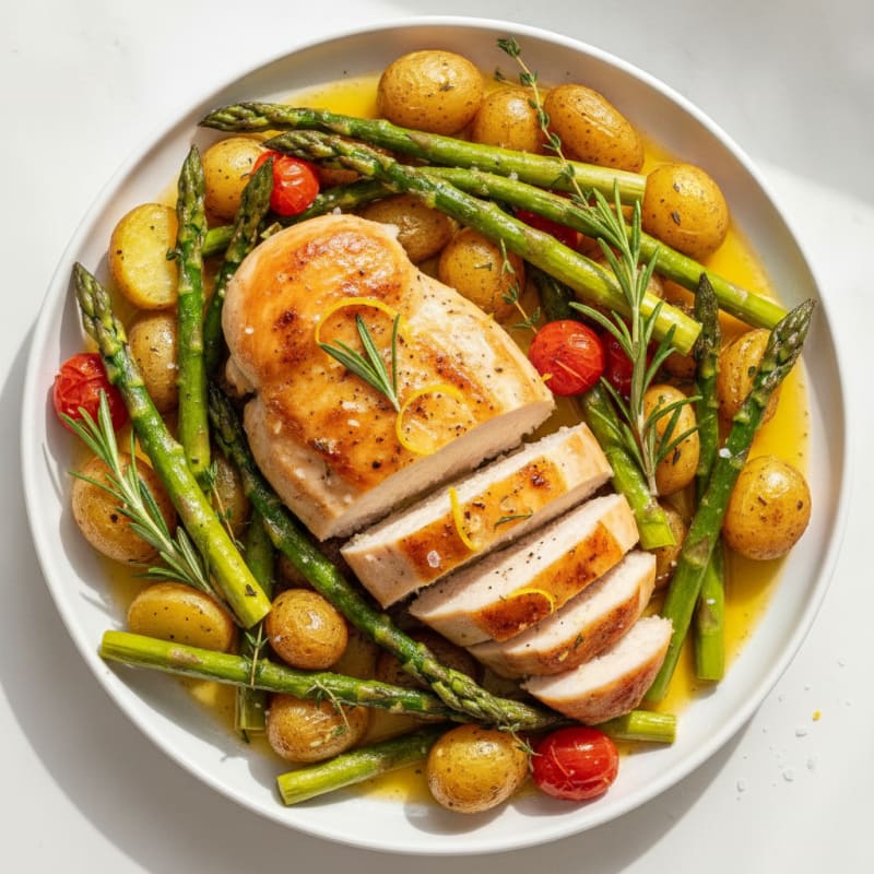 Lemon Herb Roasted Chicken and Asparagus