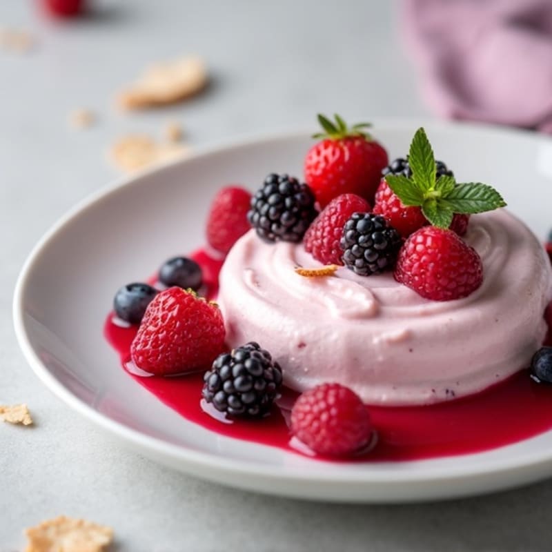 Greek Yogurt Protein Mousse with Mixed Berries