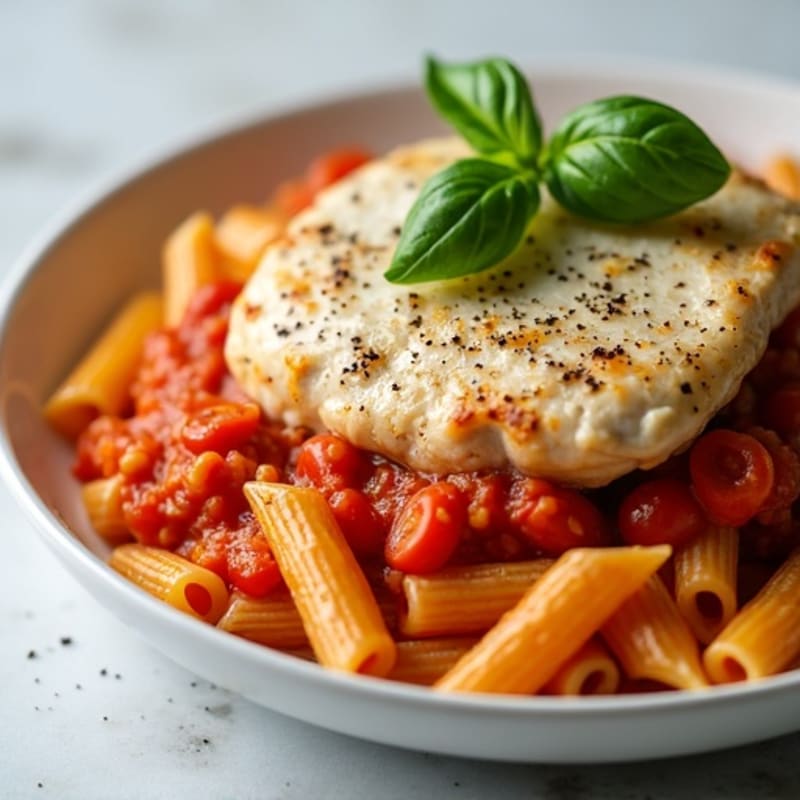 High-Protein Chicken with Creamy Tomato Pasta