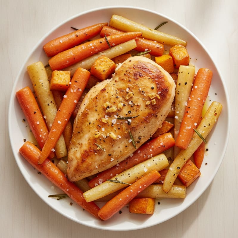 Garlic Herb Roasted Chicken with Root Vegetables