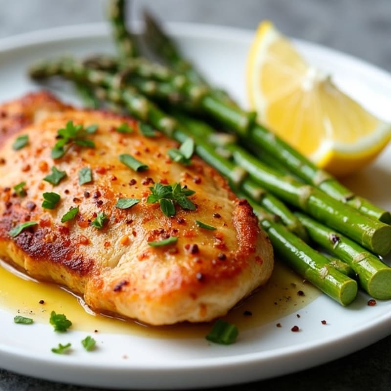 Crispy Lemon Garlic Chicken with Roasted Asparagus