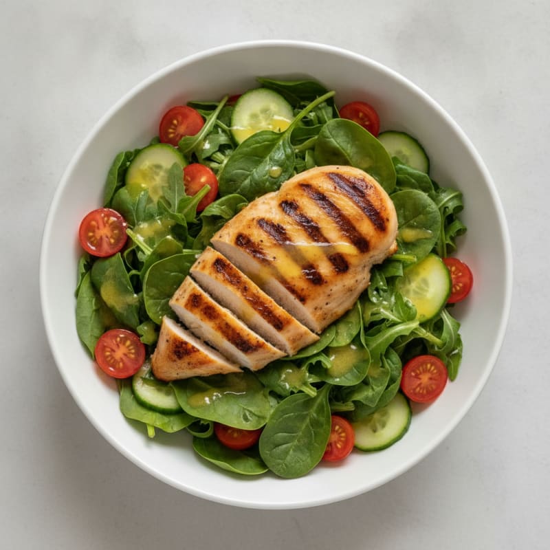Grilled Chicken Breast with Mixed Greens and Lemon Vinaigrette
