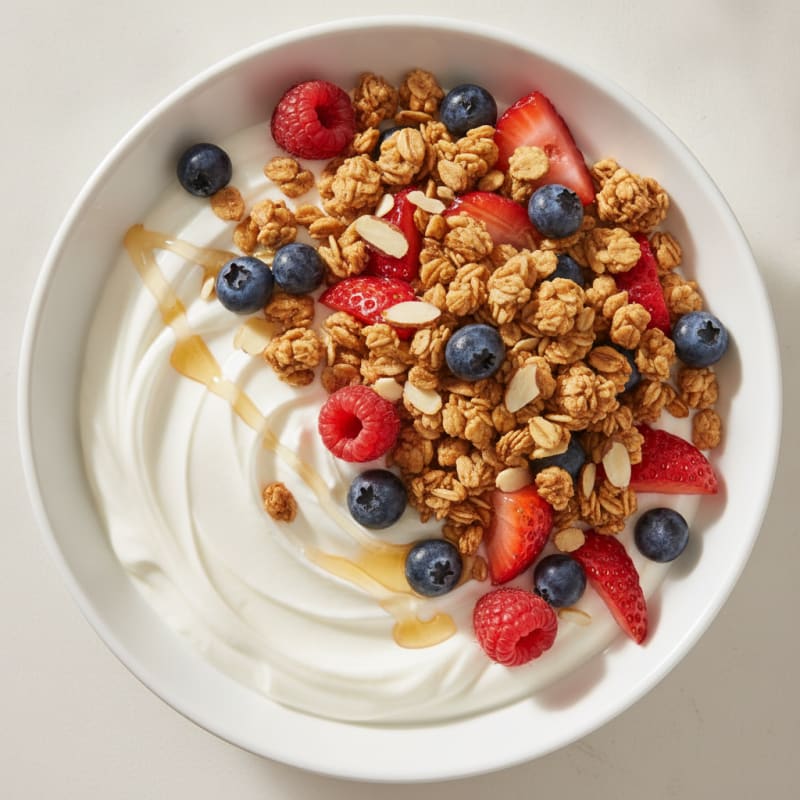 Greek Yogurt Bowl with Fresh Berries and Protein Granola