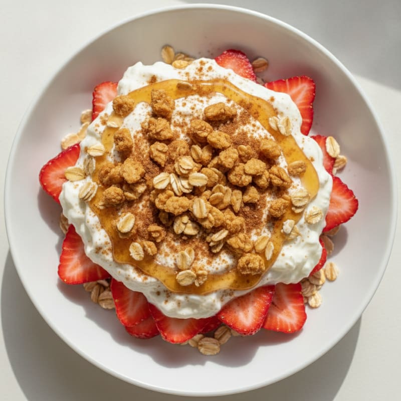 Creamy Protein Fruit Parfait with Oats Crunch