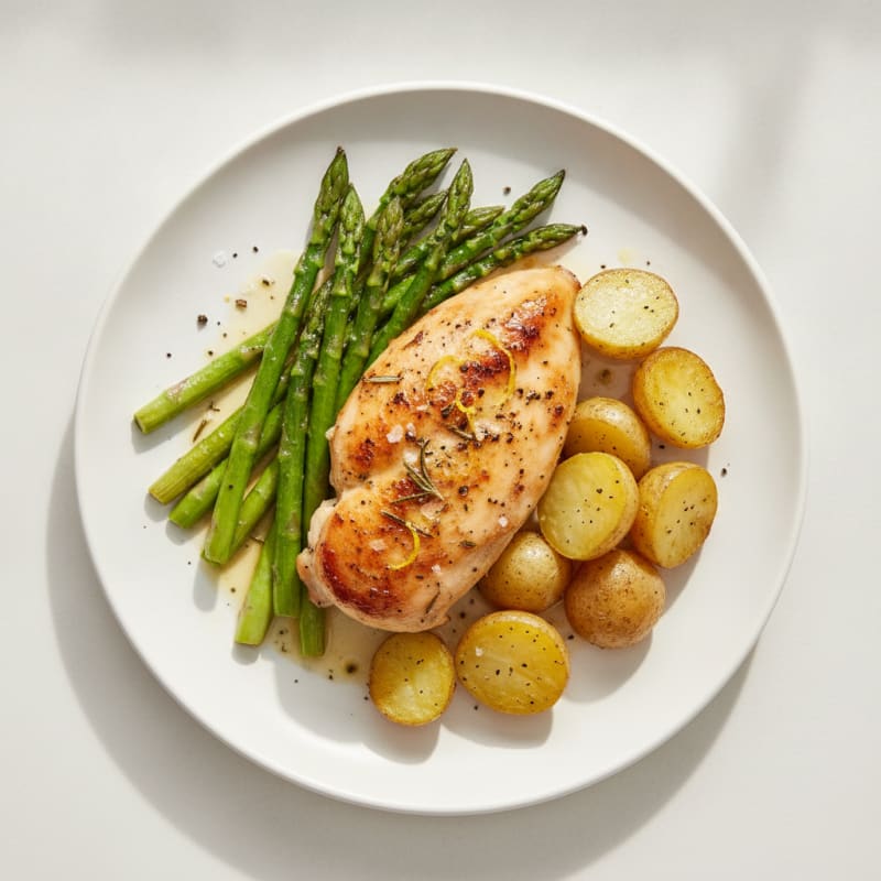 Lemon Herb Roasted Chicken with Asparagus