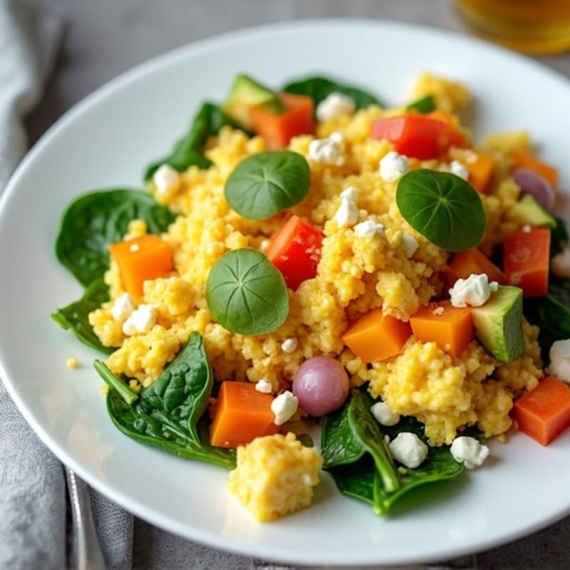 Egg White Vegetable Scramble with Cottage Cheese