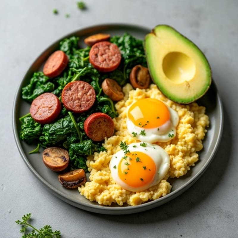Egg White and Turkey Sausage Scramble with Spinach