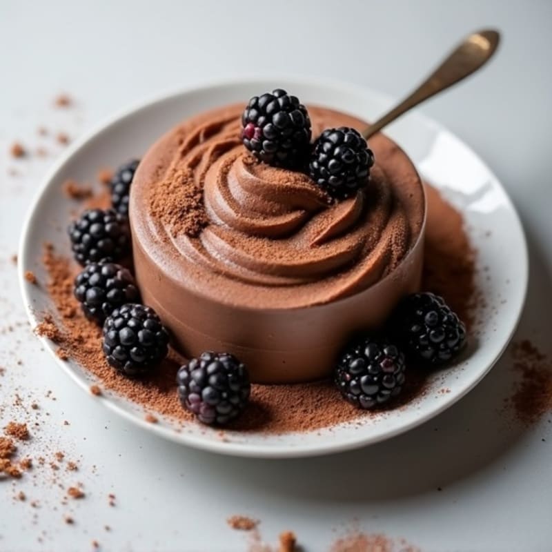 Chocolate Protein Mousse with Crushed Blackberries