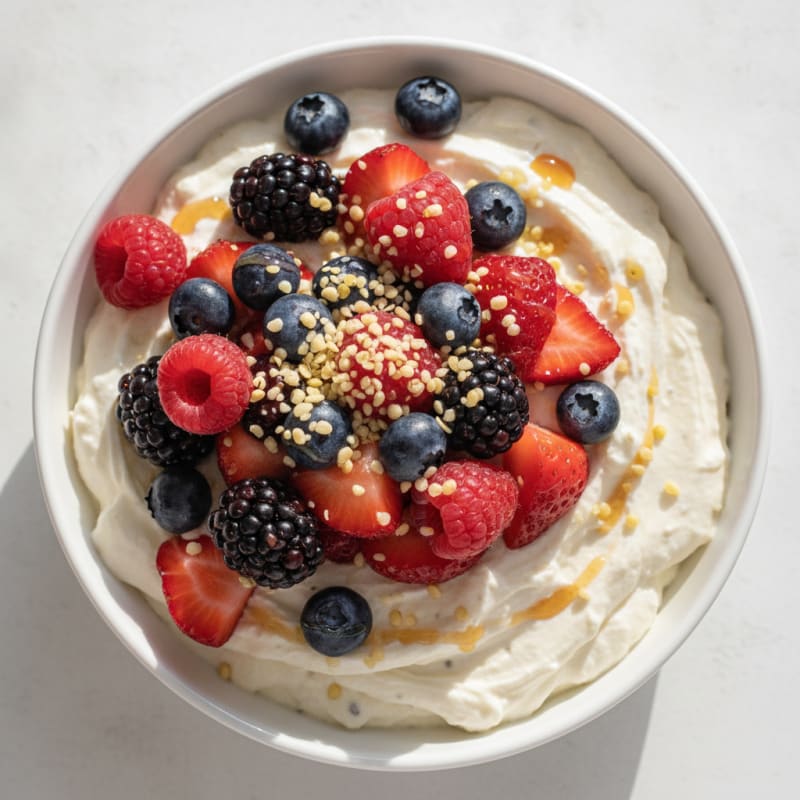 Creamy Greek Yogurt Protein Pudding with Mixed Berries