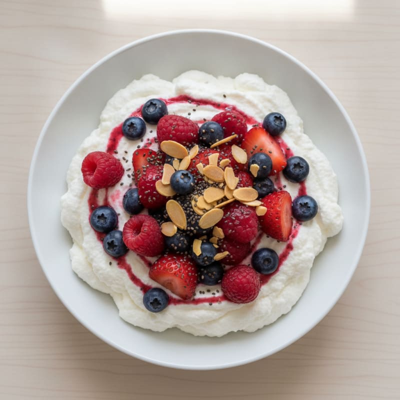 Greek Yogurt Protein Mousse with Mixed Berries