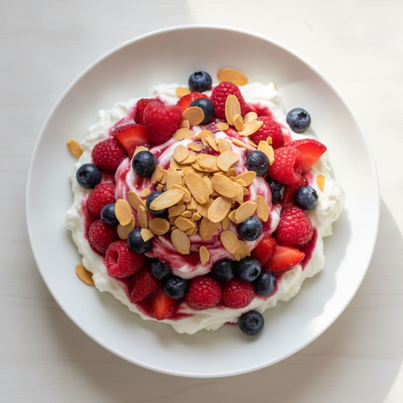 Greek Yogurt Protein Parfait with Mixed Berries and Almonds