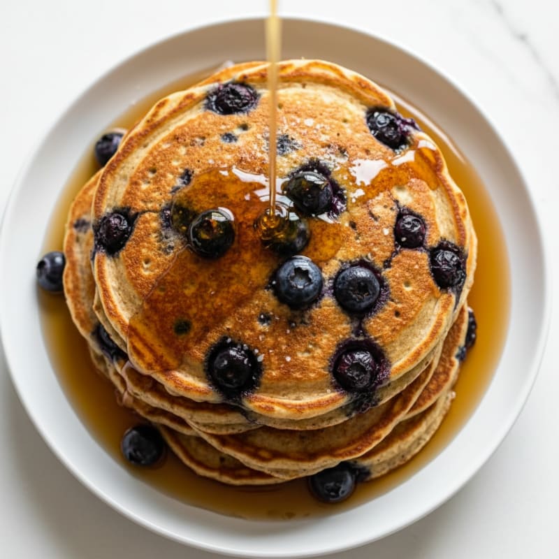 Blueberry Protein Pancakes with Maple Syrup