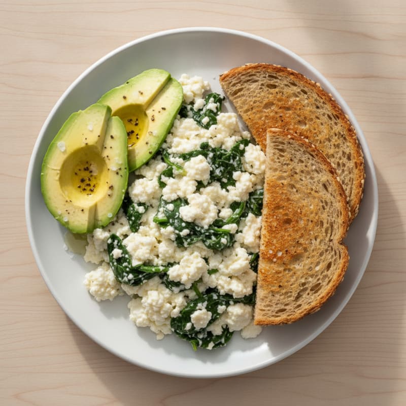 Savory Egg White Cottage Cheese Scramble