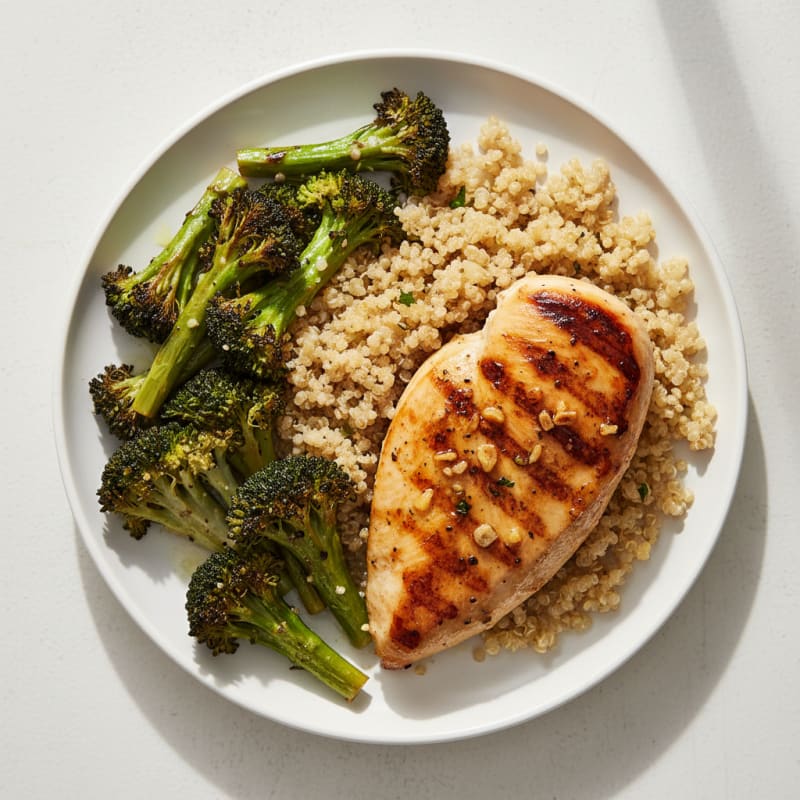 Grilled Chicken Breast with Roasted Broccoli and Quinoa