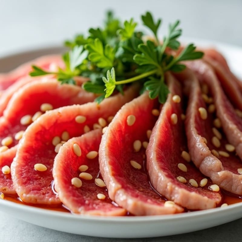 Thinly Sliced Beef with Sweet and Savory Sesame-Garlic Sauce