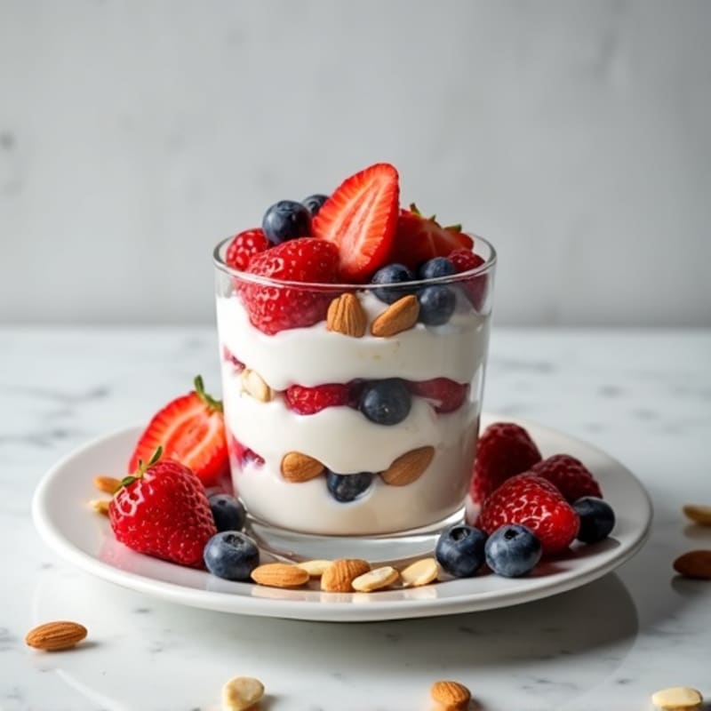 Greek Yogurt Protein Parfait with Berries and Almonds