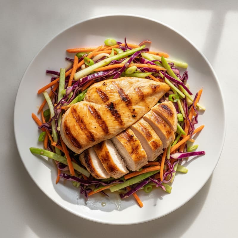 Grilled Chicken Breast with Crunchy Cabbage Slaw