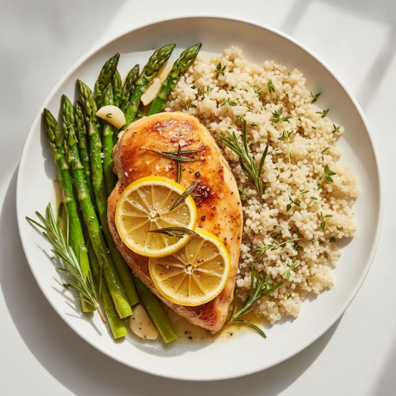 Lemon Herb Roasted Chicken with Asparagus