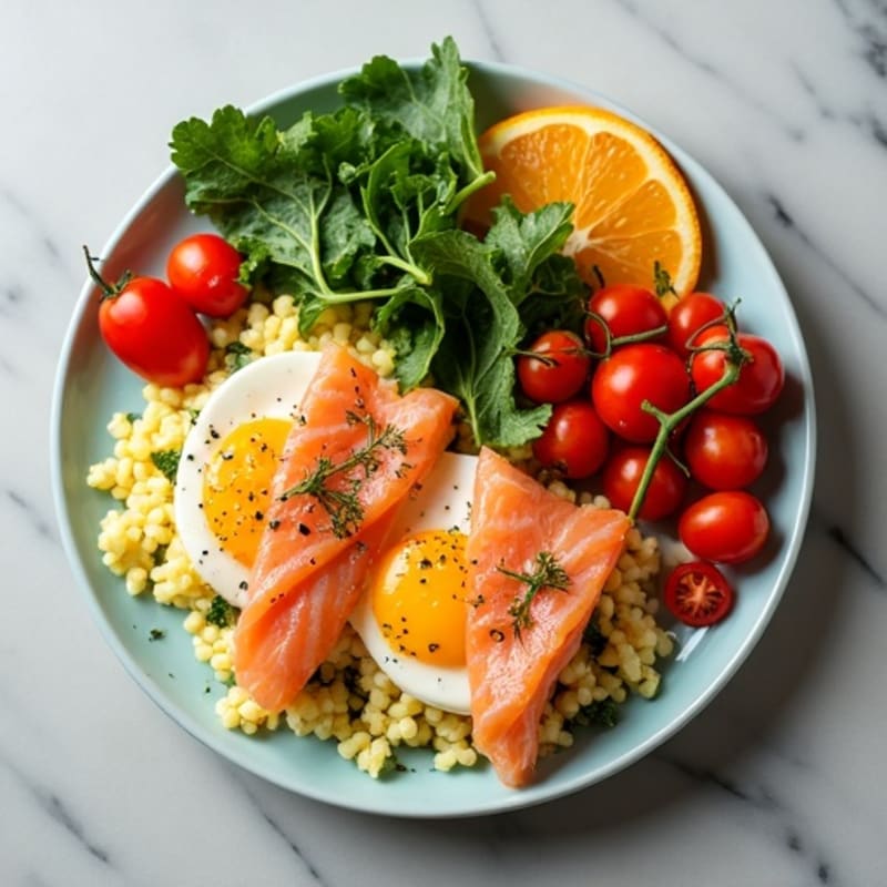 Egg White and Smoked Salmon Veggie Scramble
