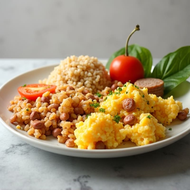 Egg White Scramble with Turkey Sausage and Brown Rice