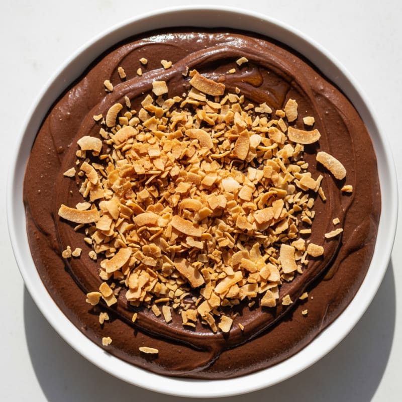 Silky Chocolate Protein Pudding with Toasted Coconut