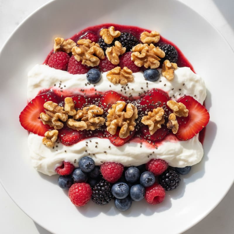 Greek Yogurt Protein Parfait with Mixed Berries