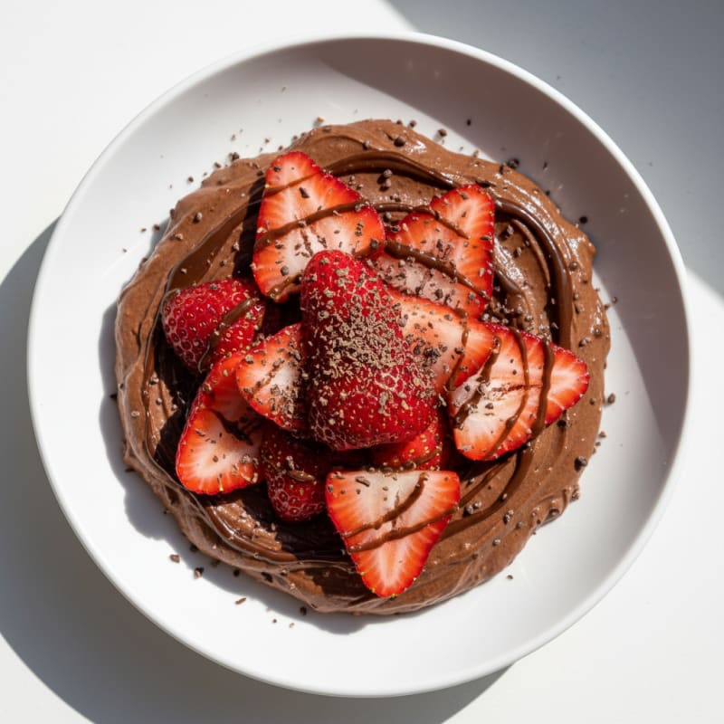Silky Chocolate Protein Pudding with Fresh Strawberries