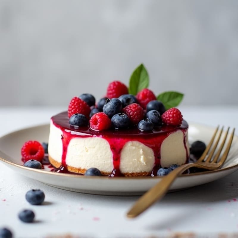 Protein-Packed Greek Yogurt Cheesecake with Berry Compote