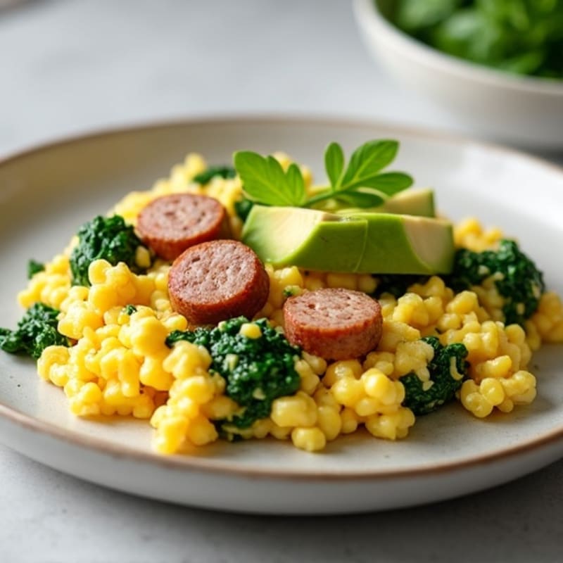 Egg White and Turkey Sausage Scramble with Spinach