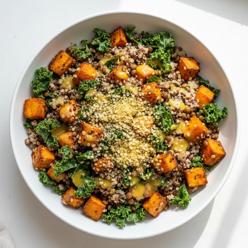 Lentil Quinoa Salad with Roasted Sweet Potato