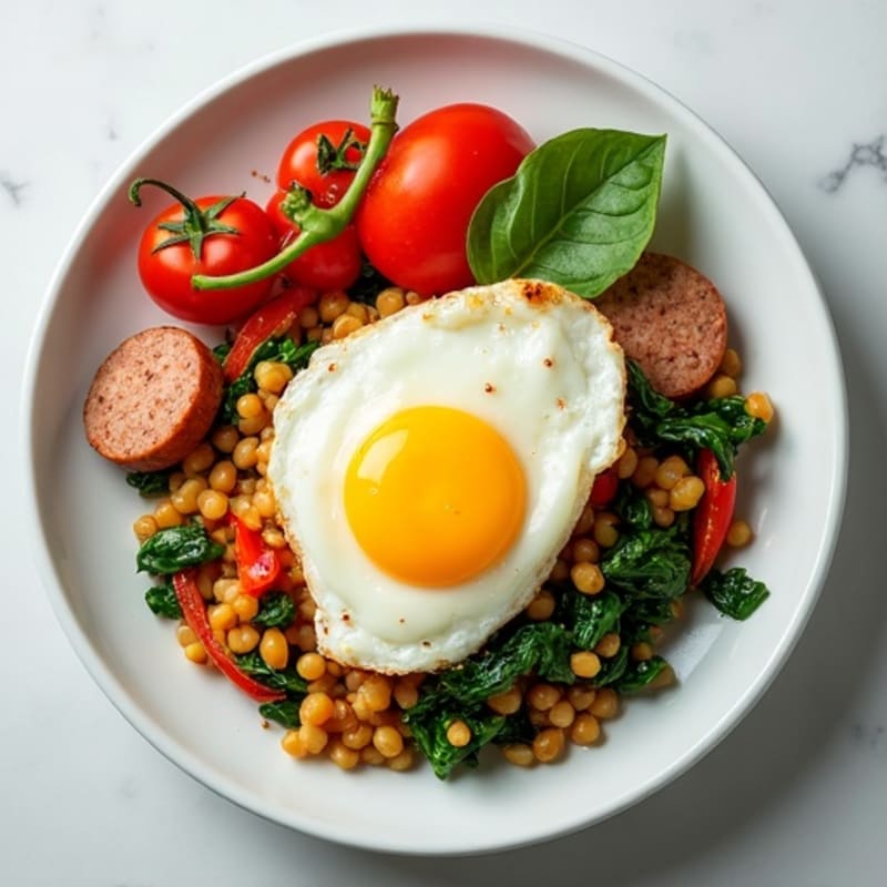 Egg White and Lentil Veggie Scramble